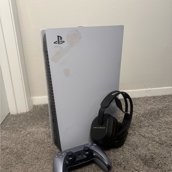 Sony PlayStation 5 Console with Black Headset and Controller